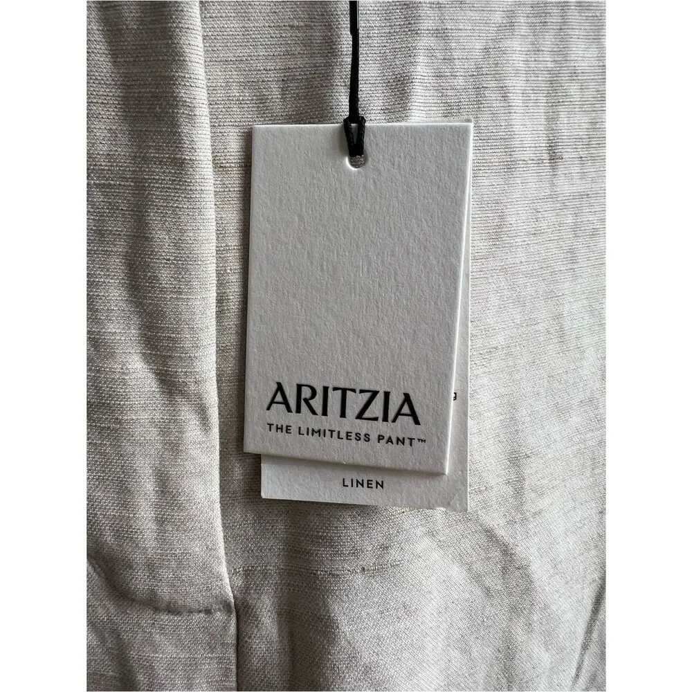 Aritzia The Limitless Pant Linen NWT Natural Ecru Wide Leg Size 6